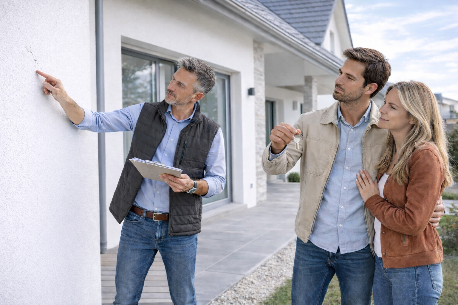 Accompagnement livraison CCMI maison avec expert bâtiment lors de la réception d’une maison individuelle