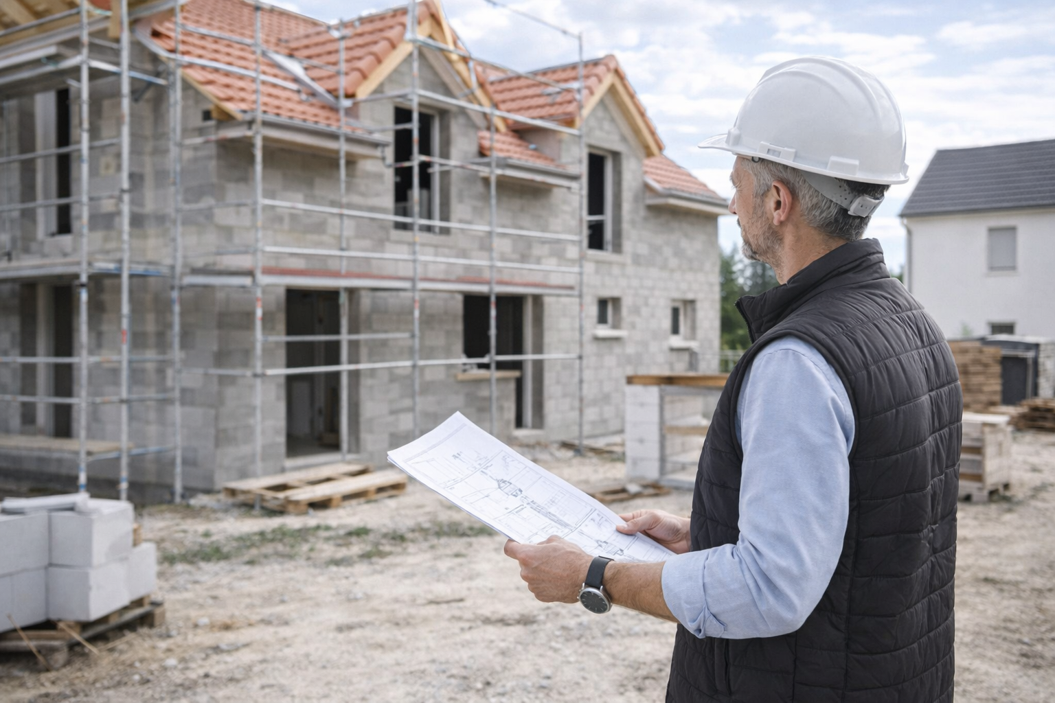 Suivi de chantier par un expert bâtiment lors de la construction d’une maison individuelle